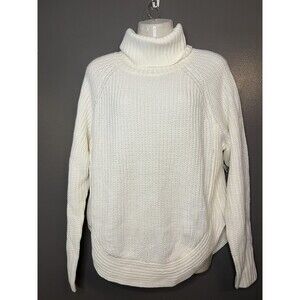 Ardene Sweater Womens Small White Turtleneck Chunky Knit Cozy Ribbed Pullover